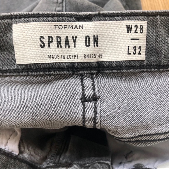 NWT TOPMAN SPRAY ON GREY SKINNY Jeans- 28 - Picture 8 of 9